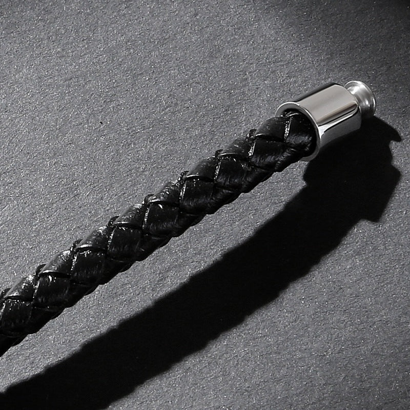 B-117 Stainless Steel Leather Bracelet